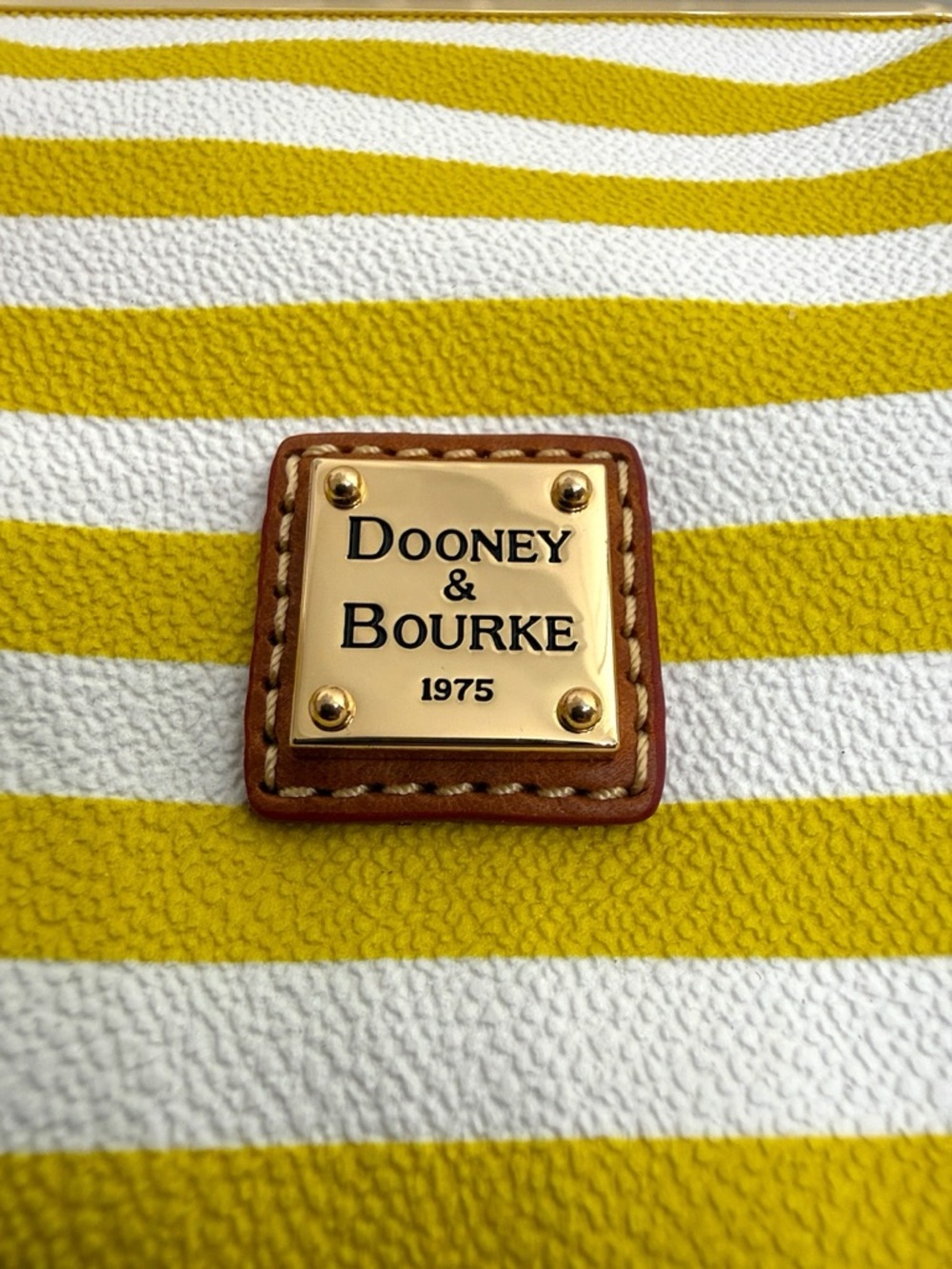Dooney & Bourke Yellow White Stripe Kisslock Coin Purse Wallet - Picture 2 of 12